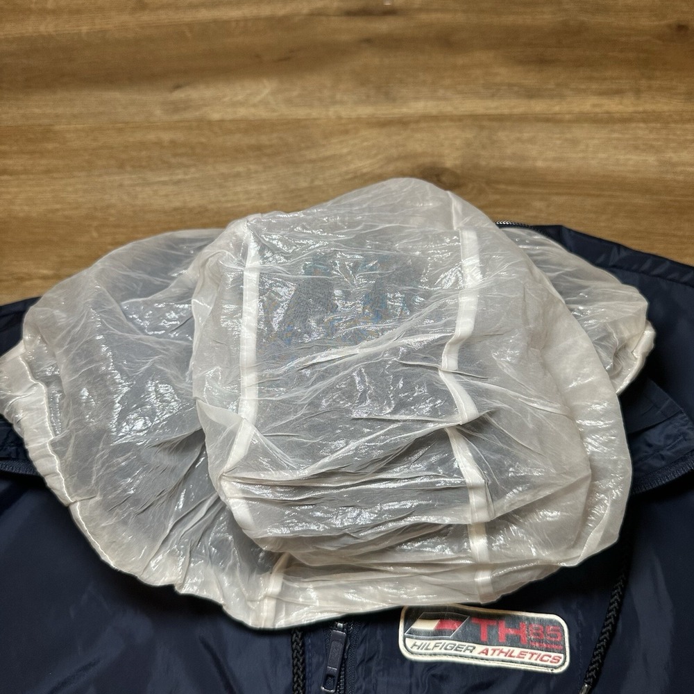 Vintage Tommy Hilfiger Windbreaker Mens Large Navy Blue Athleisure Running Y2K - Picture 6 of 11